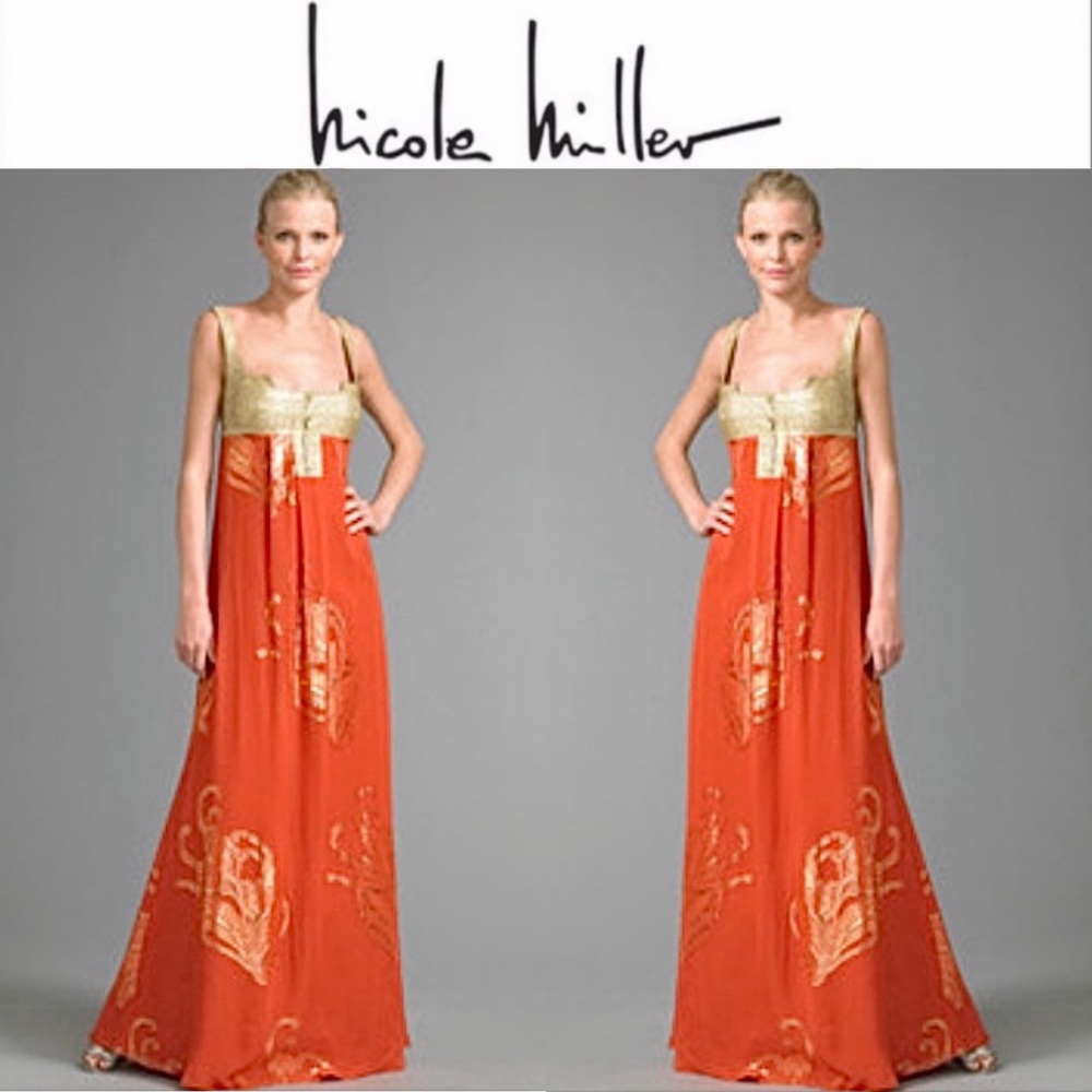 *Nicole Miller Orange Mayan Deity Frock*
